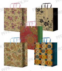 Сумочка бумажная 18х22х10 МЕГА (M) крафт МК - 006/007/008/009/010 (Абстракция) [10/200]