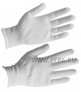 Перчатки нейлоновые Люкс Белые (PSV033P-размер 10) [10/300]