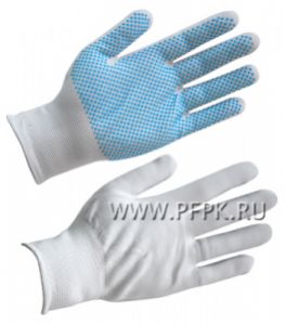 Перчатки нейлоновые Люкс Белые с микроточкой [10/300]