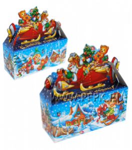 Коробка картон. 1000 гр Новогодние сани [1/120]