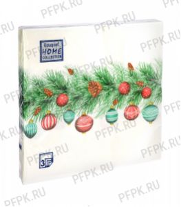 Салфетки НГ бум. BOUQUET ДОМАШНЯЯ КОЛЛЕКЦИЯ 33х33, 3-сл.,с рис. (20 листов) Новогодняя гирлянда [12/12]