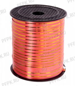 Лента на бобине цветная с золотой полосой 0,5см х 250м континент красная [5/60]