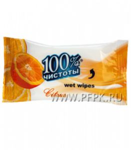 Салфетки влажн. 100% Чистоты (уп. 10 шт.) Цитрус [1/160]