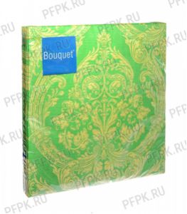 Салфетки бум. DESNA BOUQUET 33х33, 3-сл.,с рис. (20 листов) Royal (золото на зеленом) [12/12]