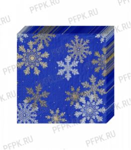 Салфетки НГ бум. DESNA BOUQUET 33х33, 3-сл.,с рис. (20 листов) Снежинки на синем [12/12]