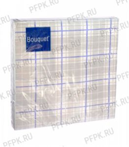 Салфетки НГ бум. DESNA BOUQUET 33х33, 3-сл.,с рис. (20 листов) Клетка серебряная [12/12]
