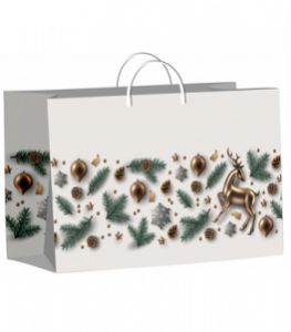 НГ СОФТПЛАСТ с пласт.ручкой 30х45 (140мкм) мяг.пластик ТИКО Коллаж с оленем [1/40]