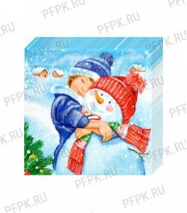 Салфетки НГ бум. DESNA BOUQUET de LUXE 24х24, 3-сл.,с рис. (25 листов) Зимняя любовь [15/15]