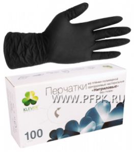 Перчатки нитриловые черные КЛЕВЕР (уп. 100 шт.) L [1/10]