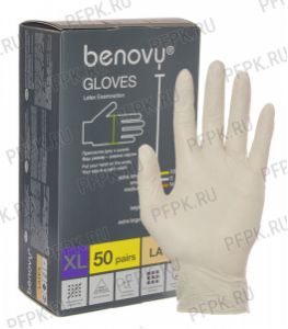 Перчатки латексные ЧЗ смотровые медицинские неопудренные (уп. 100 шт.) XL (Benovy) [1/10]