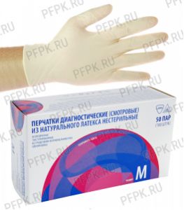 Перчатки латексные ЧЗ смотровые медицинские неопудренные (уп. 100 шт.) M (TOP GLOVE) TG2016-02 [1/10]