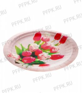 Тарелка бумажная 230 мм Тюльпаны [50/500]