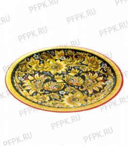 Тарелка бумажная 230 мм Хохлома черная [100/500]