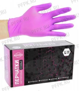 Перчатки нитриловые розовые AVIORA (уп. 100 шт.) L (402-870) [1/10]