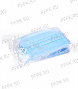 Маска защитная 3-х слойная,одноразовая (уп. 50шт) В пакете синяя [1/50]