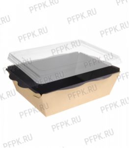 Емкость бум. V800мл крафт/черная внутри (с крышкой) [40/240]