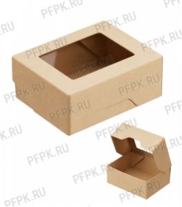 Коробка бум. V350мл 100х80мм h40мм крафт (с окном) OneBox 350/b [25/600]