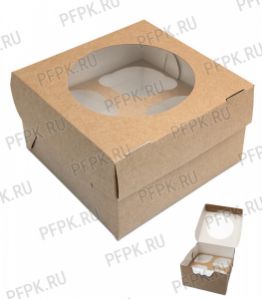 Коробка бум. для маффинов 160х160мм h100мм крафт (для 4-х штук) ECO MUF 4 DoECO [25/150]