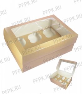 Коробка бум. для маффинов 250х170мм h100мм крафт (для 6-ти штук) ECO MUF 6 DoECO [25/150]