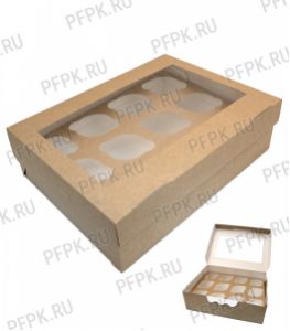 Коробка бум. для маффинов 330х250мм h100мм крафт (для 12-ти штук) ECO MUF 12 DoECO [25/100]