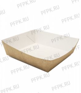 Лоток бум. для закусок 550мл, 139х139мм h40мм крафт (квадратный) [400/400]