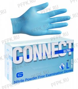 Перчатки нитриловые ЧЗ голубые медицинские одноразовые (уп. 200 шт/100 пар) L-CONNECT ULTRA [1/10]