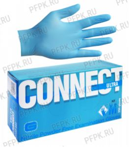 Перчатки нитриловые ЧЗ голубые медицинские одноразовые (уп. 200 шт/100 пар) M-CONNECT ULTRA [1/10]
