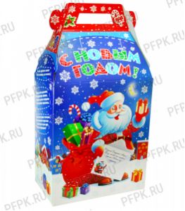 Коробка картон. 1000 гр Сумка Санты Синий (5100) [1/200]