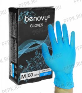 Перчатки нитровиниловые (уп. 100 шт.) M (Benovy) [1/10]