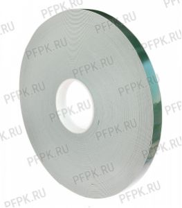 Клейкая лента двухсторонняя вспененная 19х50 130-235 Белая ПЭ, хотмелт, Зеленый лайнер [1/20]