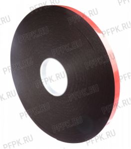 Клейкая лента двухсторонняя вспененная 19х50 Черная, хотмелт, Красный лайнер [1/38]