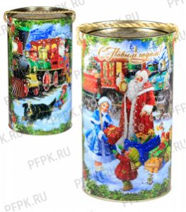 Картонная туба 0,8-1,0кг с крышкой , диаметр 120мм Паровоз [1/40]