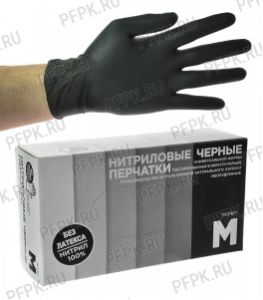 Перчатки нитриловые черные BLACK NITRILE GLOVES (уп. 100шт./50пар) M (CW35-02) [1/10]