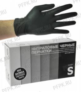 Перчатки нитриловые черные BLACK NITRILE GLOVES (уп. 100шт./50пар) S [1/10]