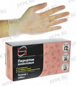 Перчатки виниловые КонтинентПак (уп. 100шт./50пар) L [1/10]