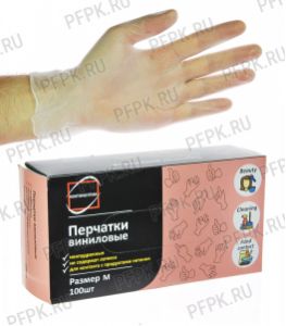 Перчатки виниловые КонтинентПак (уп. 100шт./50пар) M [1/10]