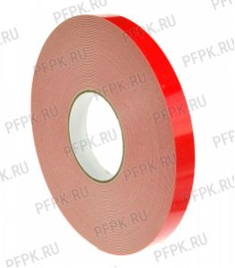 Клейкая лента двухсторонняя вспененная 19х25 (Красный лайнер) Белая ПЭ 132-254 [1/54]