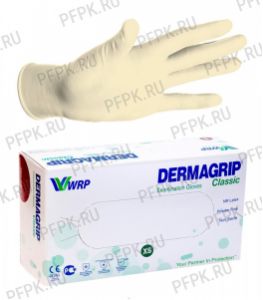 Перчатки латексные ЧЗ смотровые DERMAGRIP CLASSIC (уп. 100 шт.) XS [1/10]