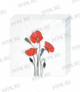 Салфетки бум. BOUQUET 20х20, 2-сл. (250 листов) Маки [6/6]