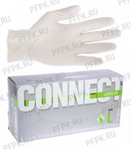 Перчатки латексные ЧЗ смотровые CONNECT (уп. 100 шт.) L [1/10]