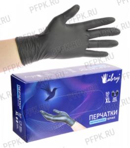 Перчатки нитриловые черные LIBRY (уп. 100шт./50пар) XL(KN005BL) [1/10]