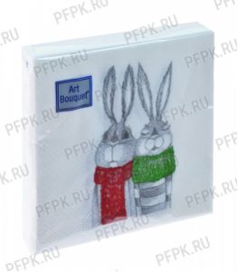 Салфетки НГ бум. DESNA BOUQUET 20х20, 2-сл. (30 листов) Кролики [26/26]