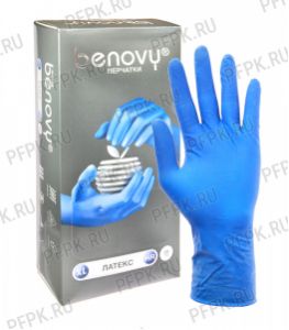 Перчатки латексные ЧЗ синие BENOVY XL (ME1DB130R65) [25/250]