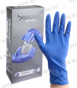 Перчатки латексные ЧЗ синие BENOVY S (M125G2) [25/250]