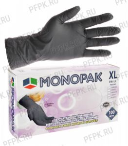 Перчатки нитриловые черные MONOPAK (уп. 100шт./50пар) XL [1/20]