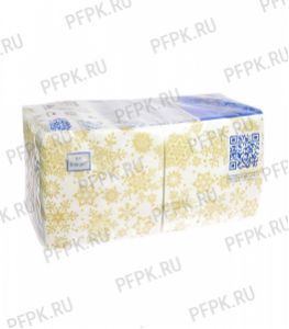 Салфетки НГ бум. DESNA BOUQUET 20х20, 2-сл. (250 листов) Золотые снежинки [6/6]