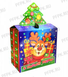 Коробка картон. 1000 гр Подарок с Елкой Веселые зверушки (1651Р-02) [1/150]