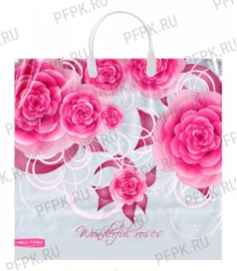 Пакет с пласт.руч. ФОТОПЕЧАТЬ 37х35 (90 мкм) Роза на серебре [5/100]