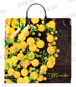 Пакет с пласт.руч. ФОТОПЕЧАТЬ 37х35 (90 мкм) Мимоза на черном [5/100]