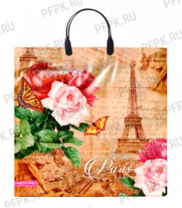 Пакет с пласт.руч. ФОТОПЕЧАТЬ 37х35 (90 мкм) Париж с розой [5/100]